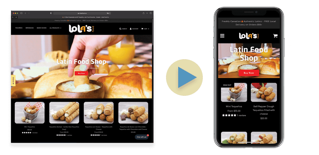 An existing online store converted into a native mobile app
